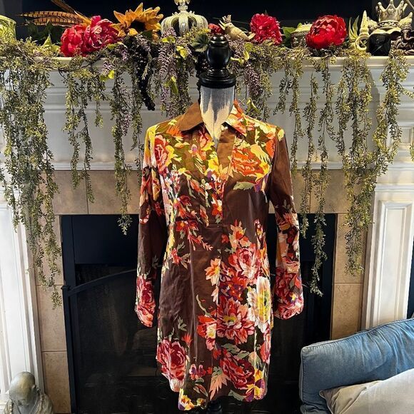 Soft Surroundings Tops - Soft Surroundings brown floral pull over tunic PS